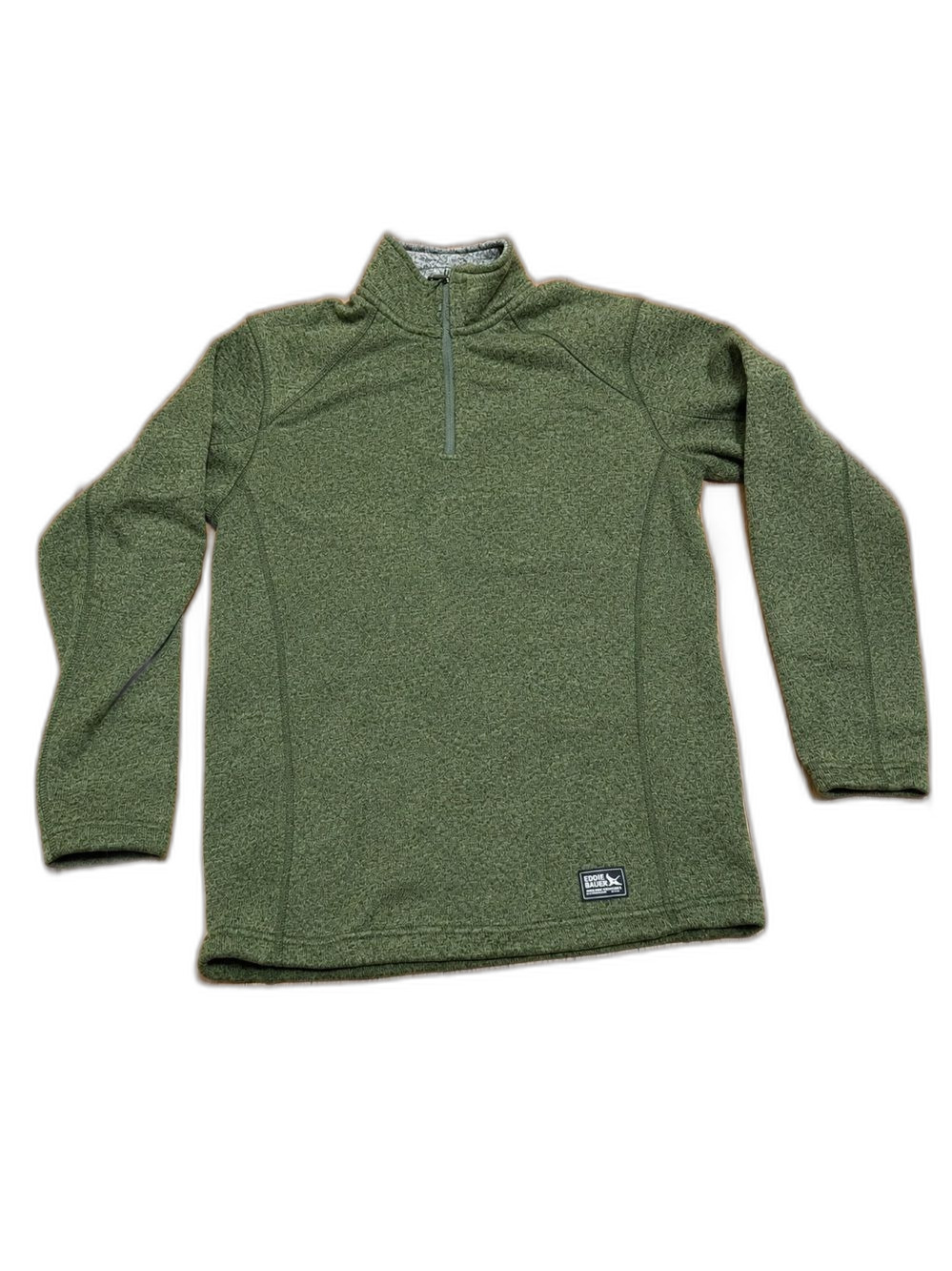 Eddie Bauer Men’s Small Quest Fleece 1/4 Zip Pullover Basil Green Sweater